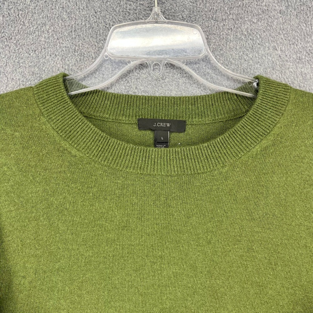 J.Crew Ruffle Sleeve Sweater Womens Large Green Wool Blend Tiered Knit Pullover - Picture 3 of 15